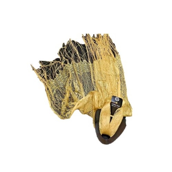 Designer Ladies Scarf Gold Polyester Lace Long Soft Head Neck Wear Size 32"x 77" - Picture 4 of 4